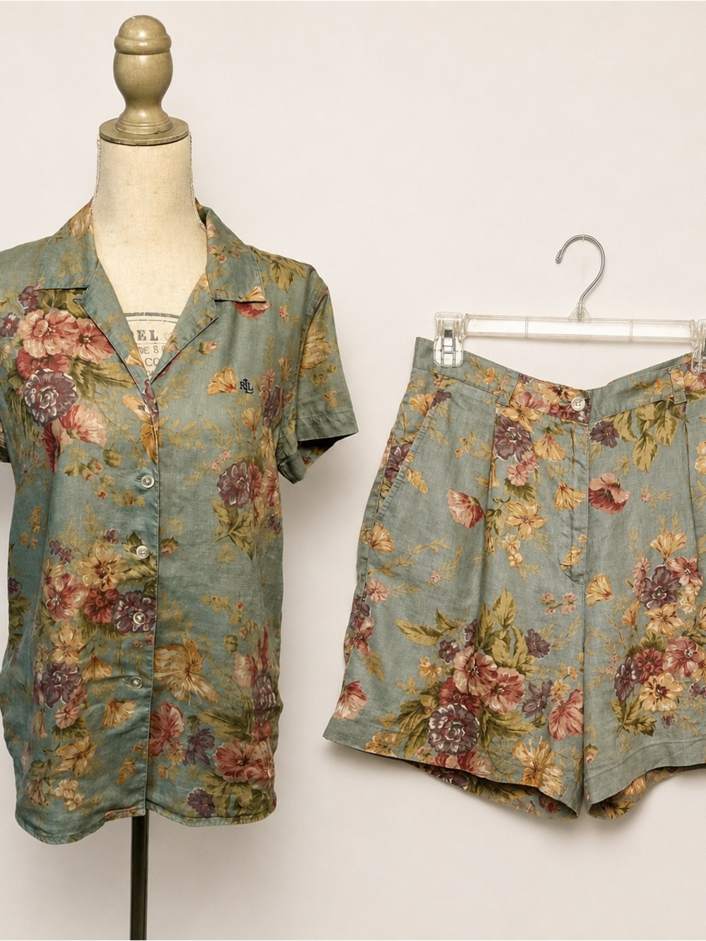 Lauren Ralph Lauren Floral Linen Shirt Shorts Set M 10